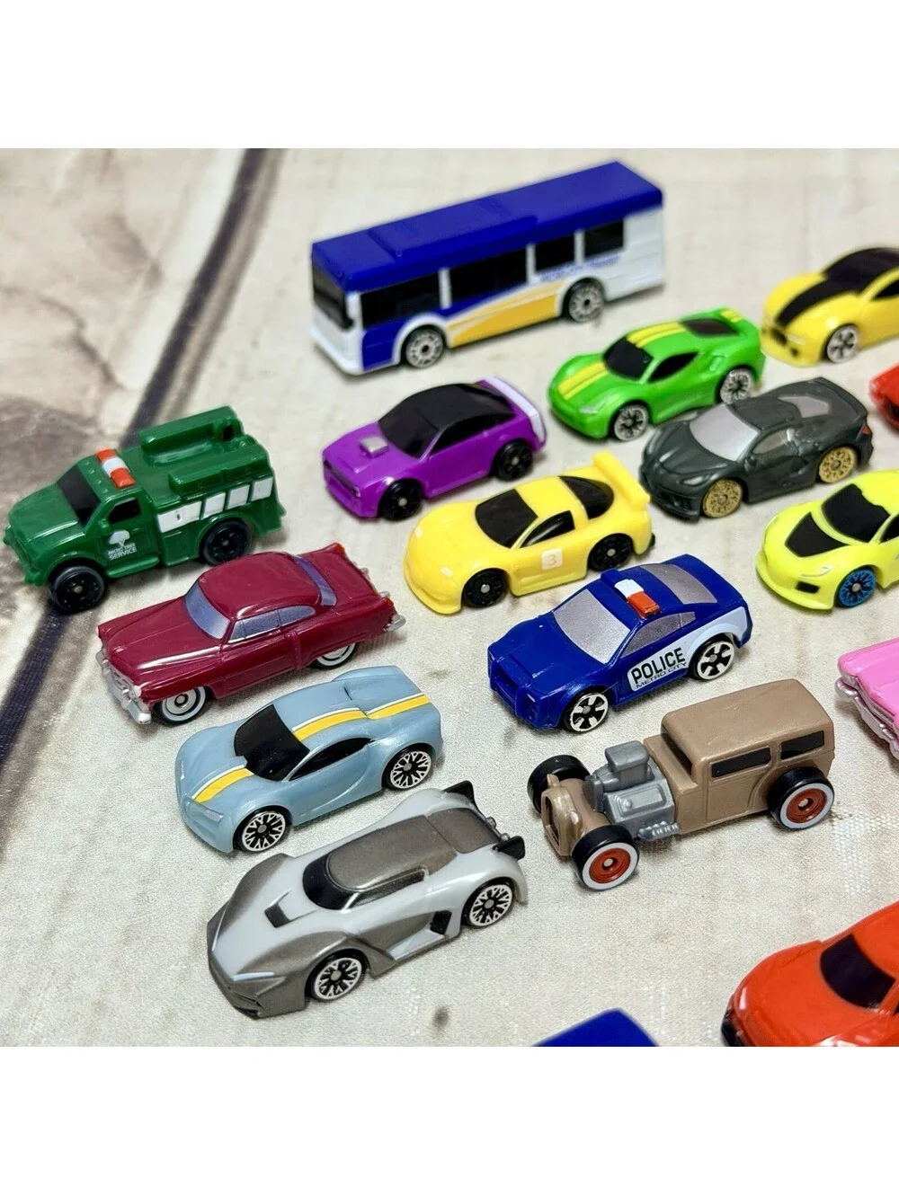 Vintage 90s Assorted Lot Of 27 MICRO MACHINES Cars, Trucks, Bus, Emergency